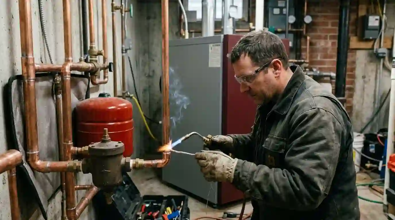 Piping a new hot-water boiler