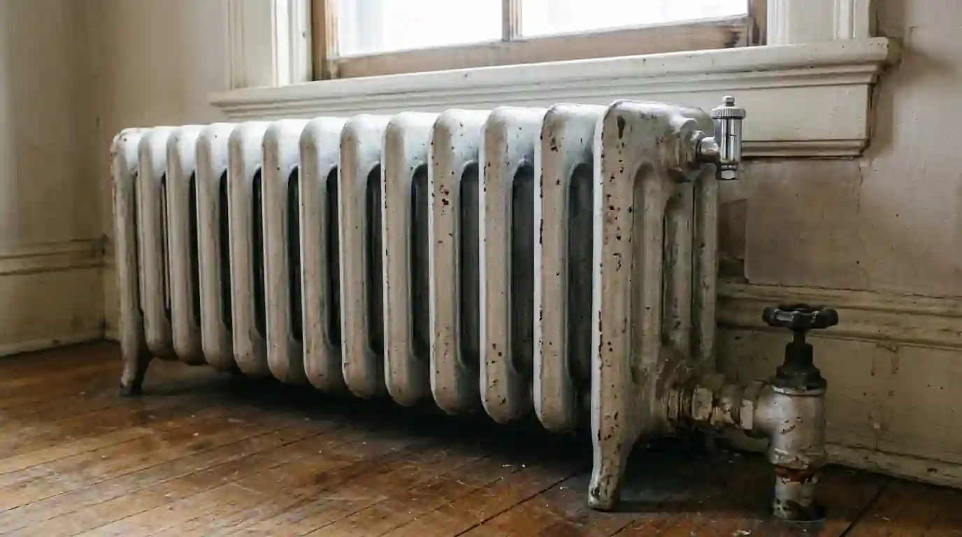 One-pipe steam radiator with its air vent and single valve