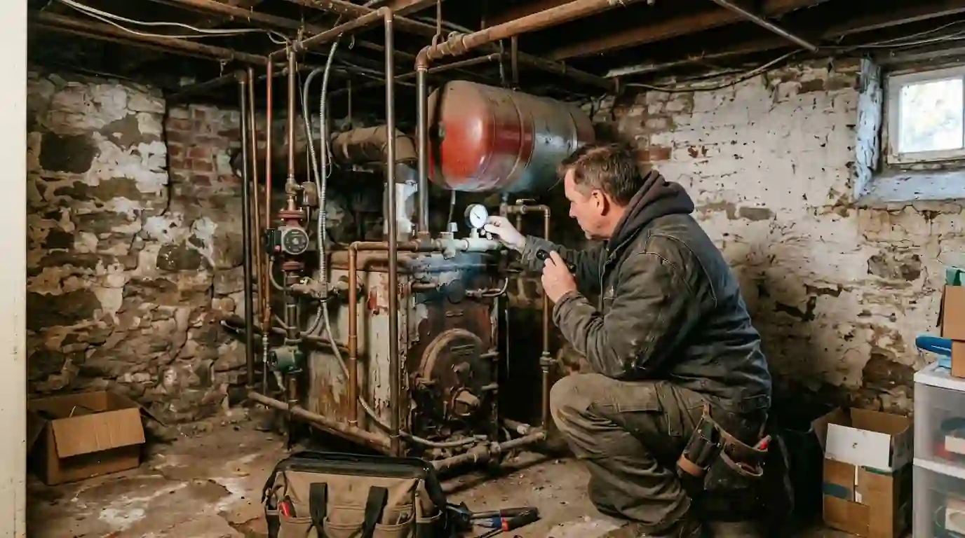 Checking boiler pressure and the expansion tank