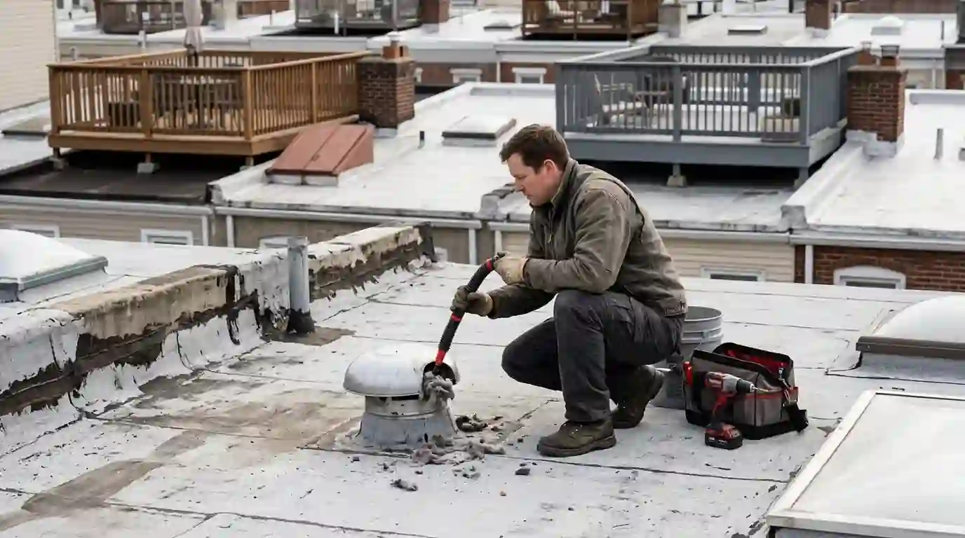 Clearing a rooftop dryer vent cap