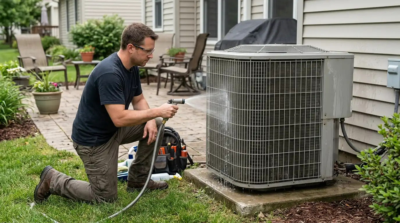 Spring AC tune-up at a two-story Washington Township home