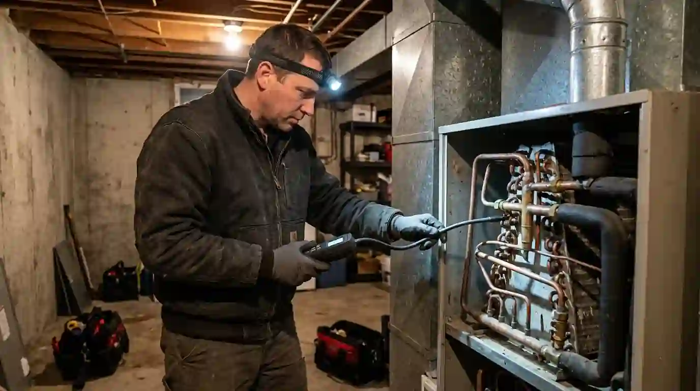 Searching for a refrigerant leak at an indoor coil