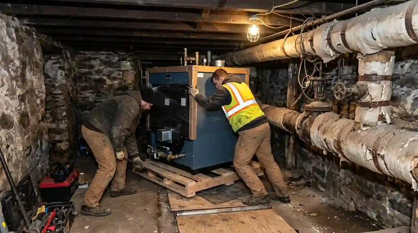 Setting a new steam boiler in an older basement