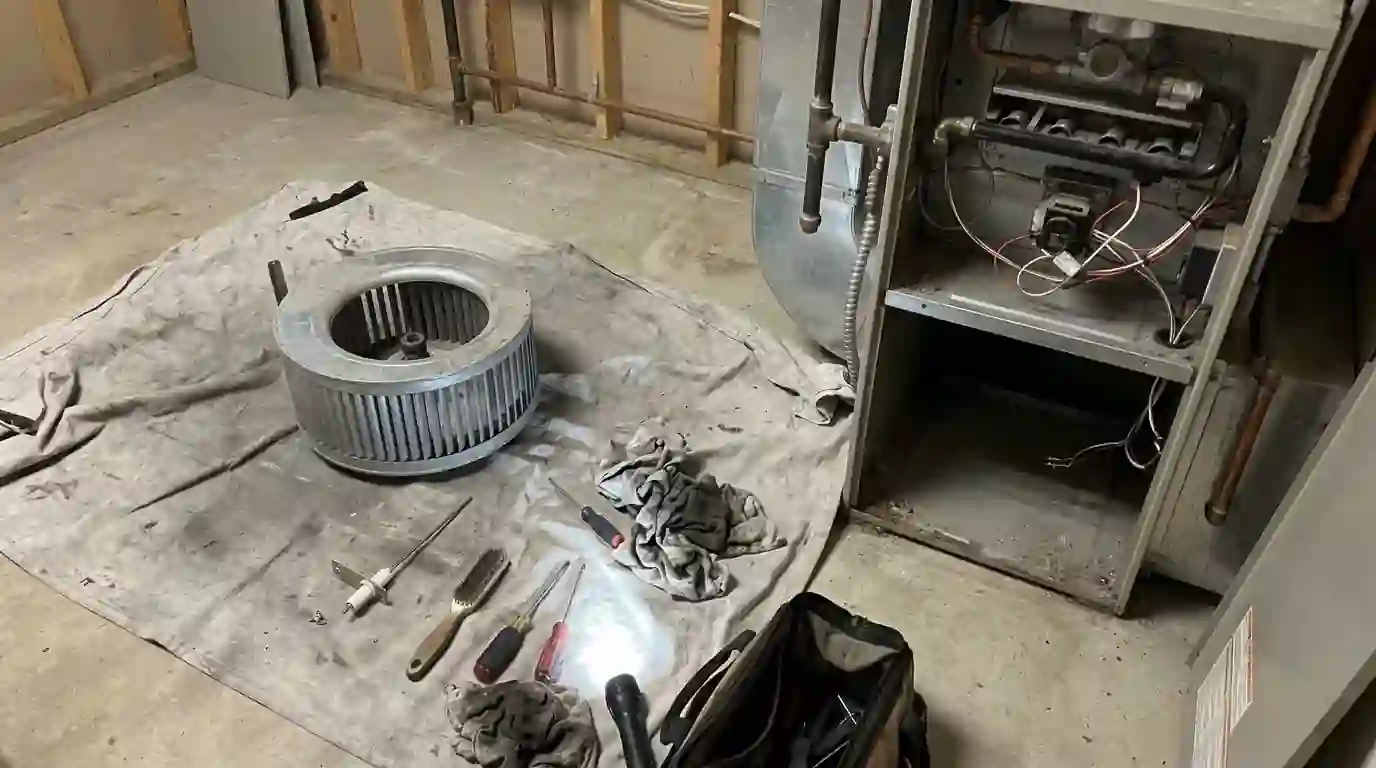 Furnace parts cleaned during a heating tune-up