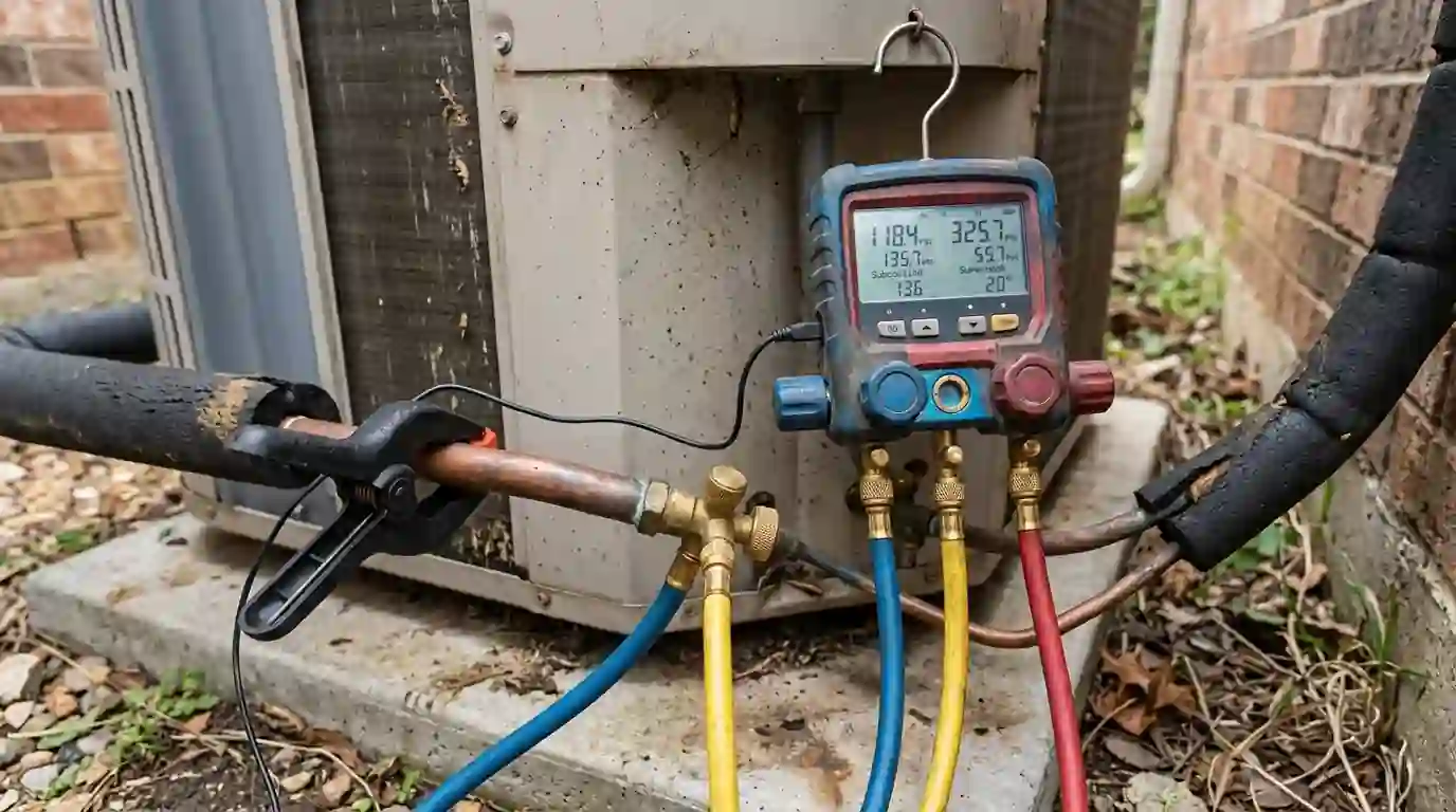 Checking the AC refrigerant charge with gauges