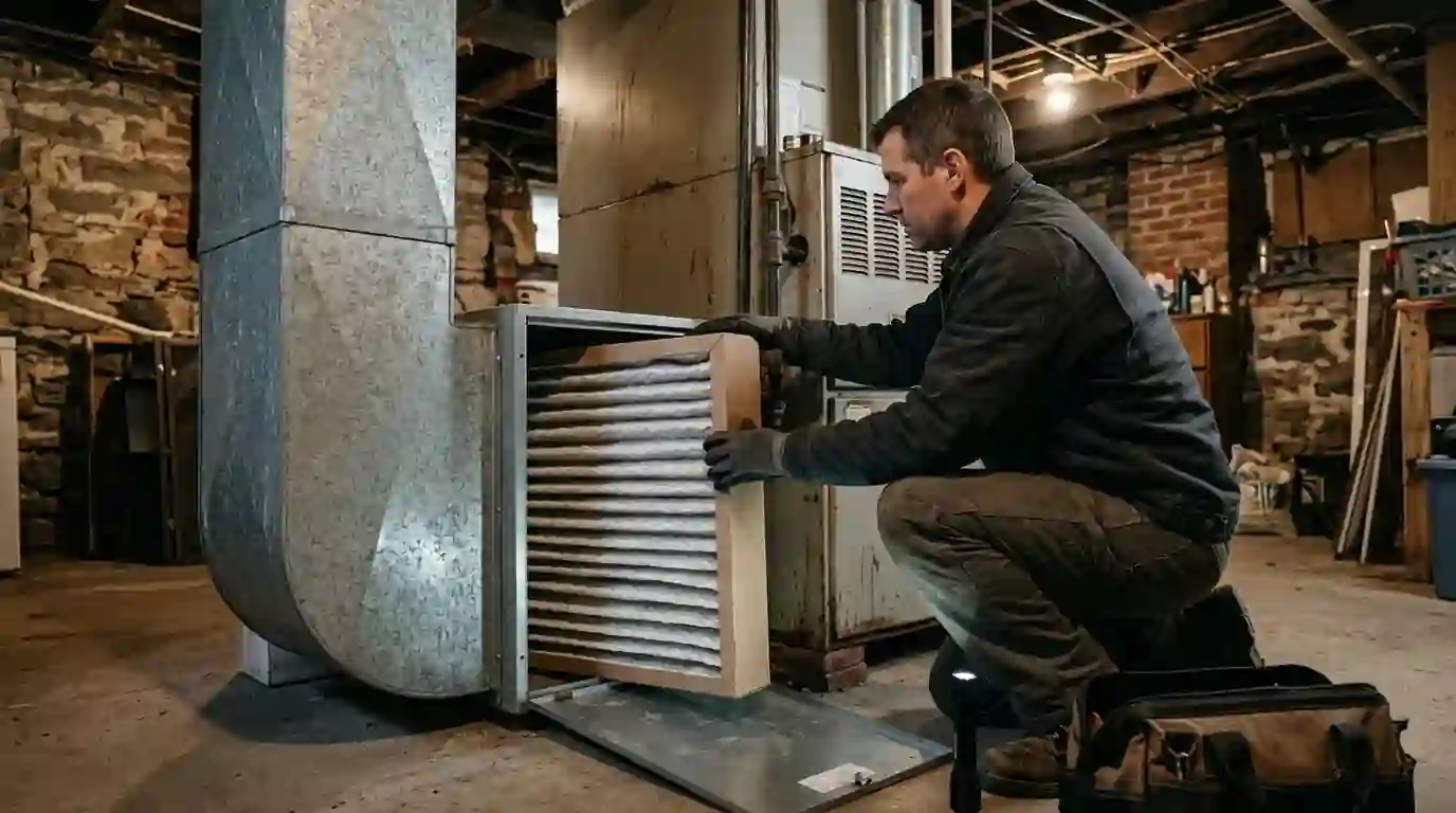 Installing a media filter cabinet on a furnace