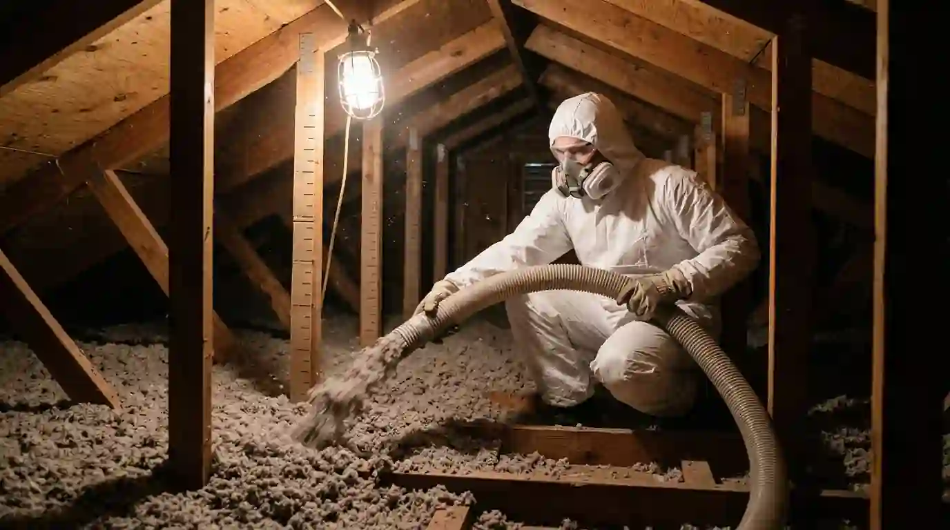 Blowing cellulose insulation into an attic