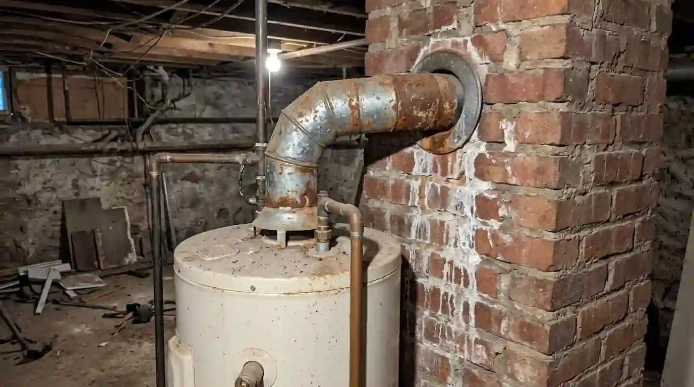 Water heater venting alone into an old brick chimney