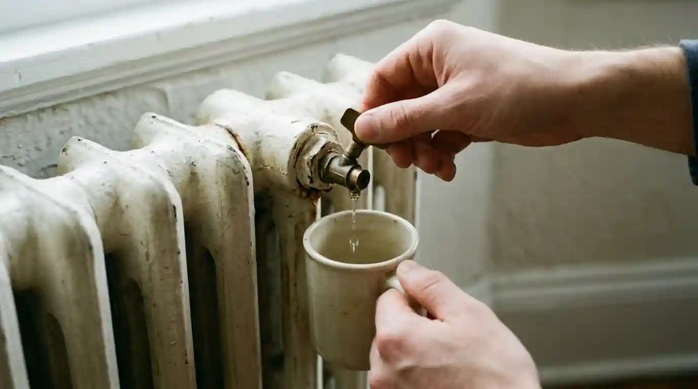 Bleeding trapped air from a hot-water radiator