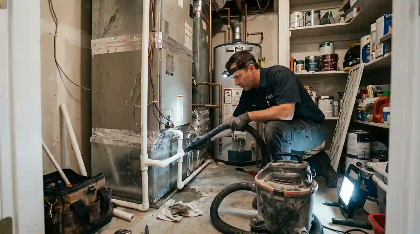 Flushing an AC condensate drain line