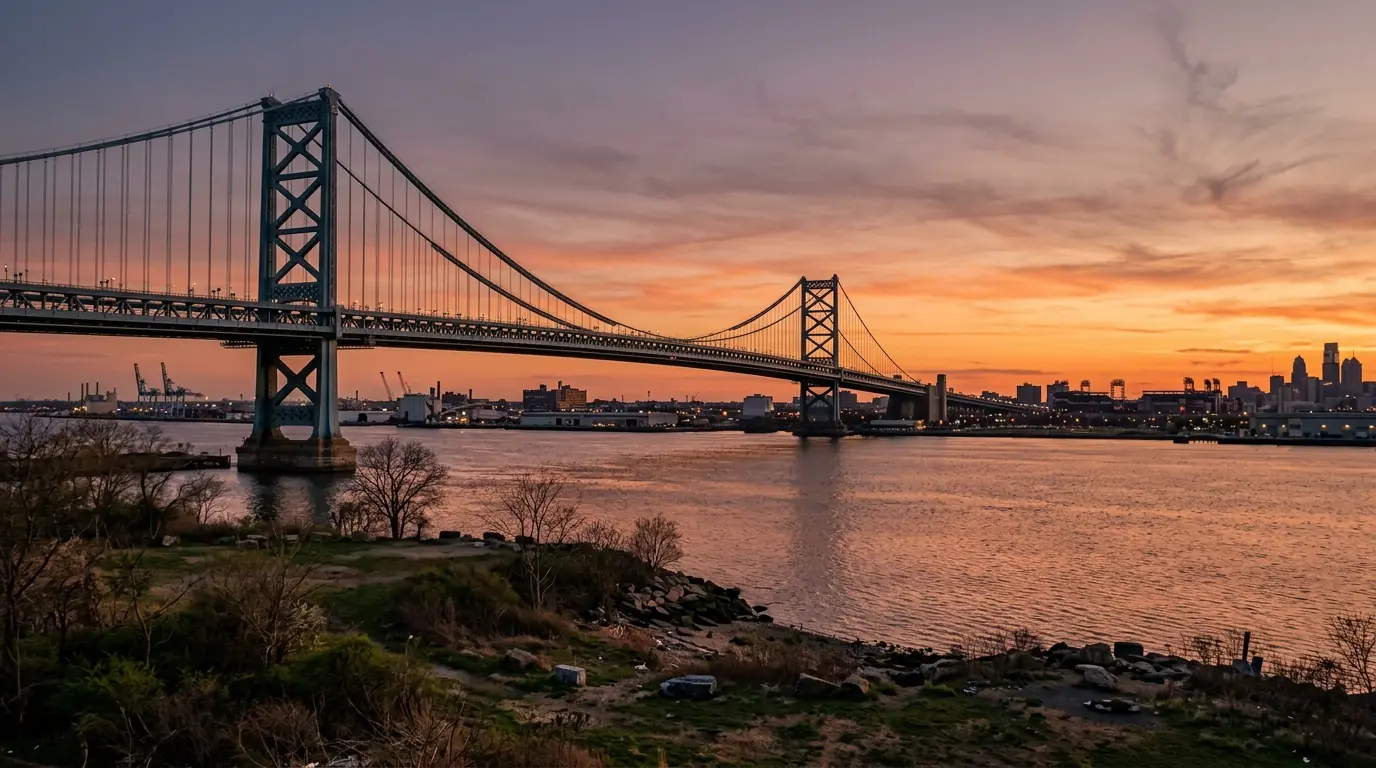 The Delaware River between South Jersey and South Philadelphia